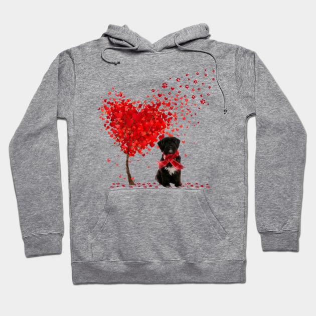 Happy Valentine's Day Heart Tree Love Tibetan Terrier Hoodie by PlumleelaurineArt